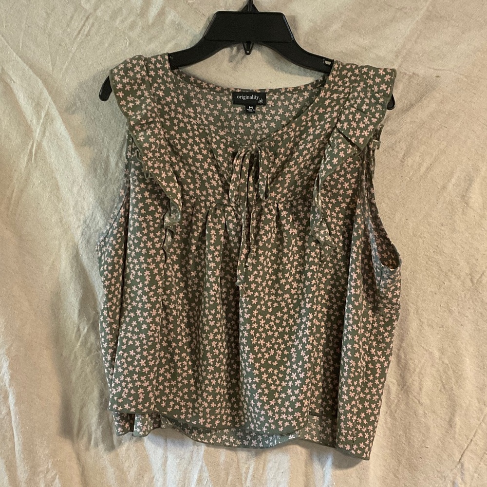 Originality Women's Olive Green Floral Blouse